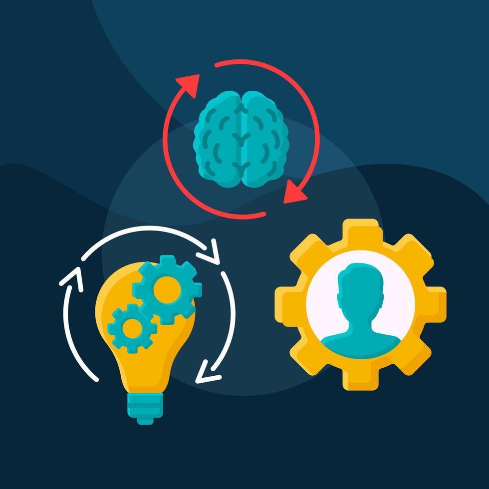TALENT ACQUISITION STRATEGIES A conceptual illustration of talent acquisition with a brain, lightbulb, and gear symbolizing innovation and workforce development.