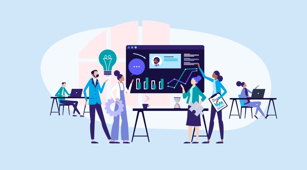 3. HR Analytics & People Insights Illustrated concept of a data-driven talent acquisition process with recruiters analyzing hiring metrics and candidate profiles.