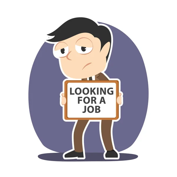 Jobs near me Cartoon man holding a sign that says "Looking for a job.