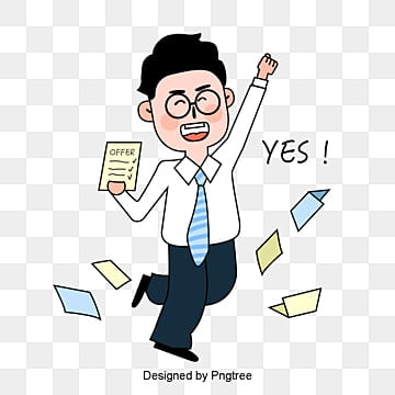 job-promotion-job-search-elements-cartoon-illustration-png_228191 Excited man receiving a job offer letter