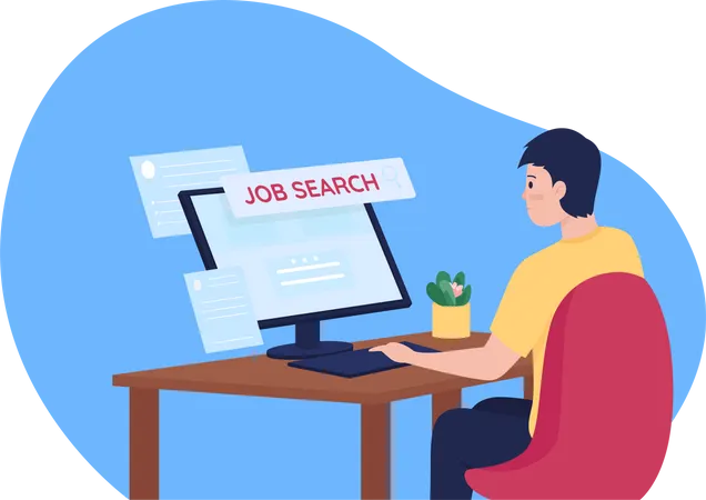 job search websites Man searching for jobs online on computer