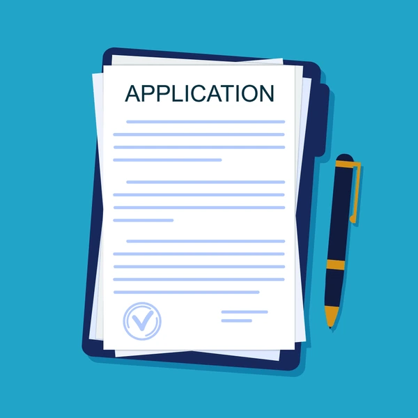 application job letter Application form with pen on a clipboard