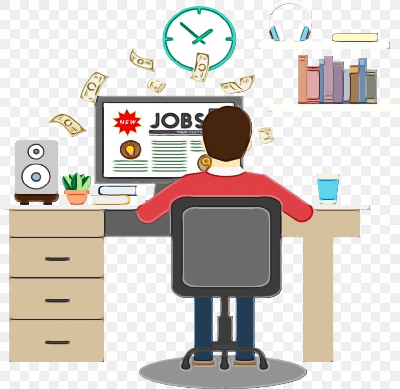 google jobs A man sitting at a desk viewing new job listings on a computer.