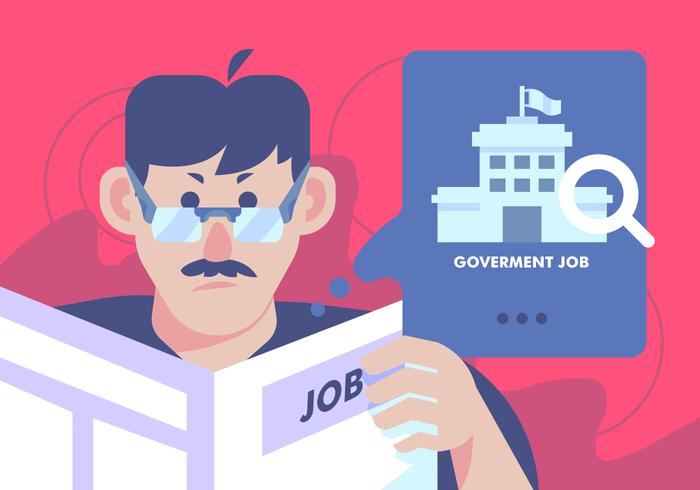 latest jobs government Man reading a job newspaper with government job icon in background