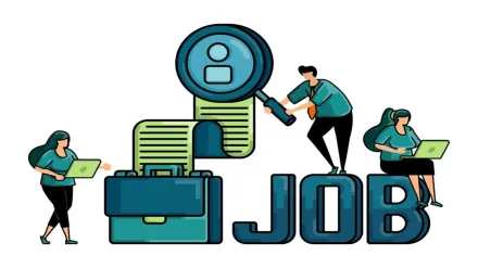 high paying jobs in india People searching for job opportunities with laptop and magnifying glass