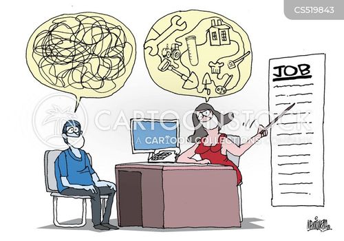 job listings near me Cartoon of job seeker confused during job counselling session