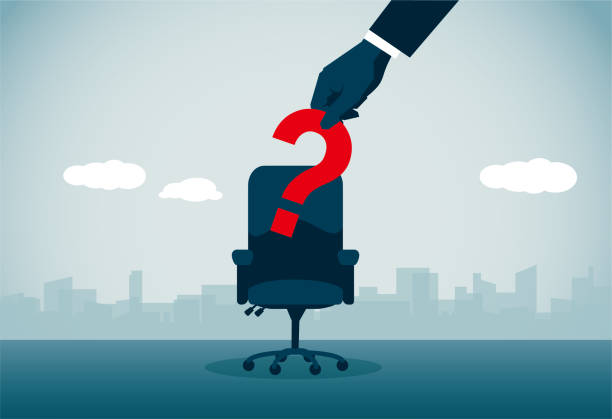job listings near me Question mark over empty office chair representing job vacancy
