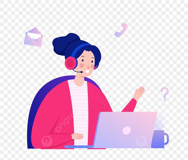 customer service jobs Flat illustration of a woman with a headset working on a laptop.