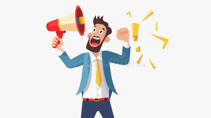 job alert .com Animated man shouting job alert through a megaphone