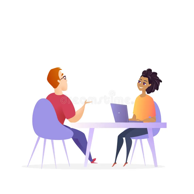 recruitment Two people having a discussion during a job interview