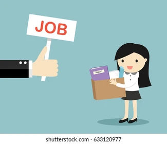 job vacancy bank Woman happily holding job offer items with a sign that says "JOB"