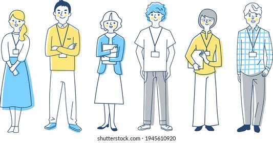 white collar jobs Group of professionals wearing ID badges and holding documents