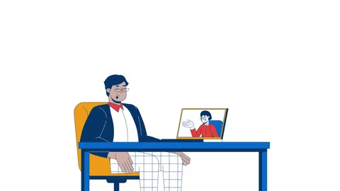 it jobs for freshers Young man attending a video call from his laptop while sitting at a desk.