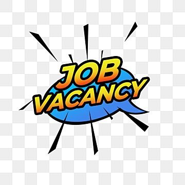 Comic-style “Job Vacancy” text in a blue speech bubble
