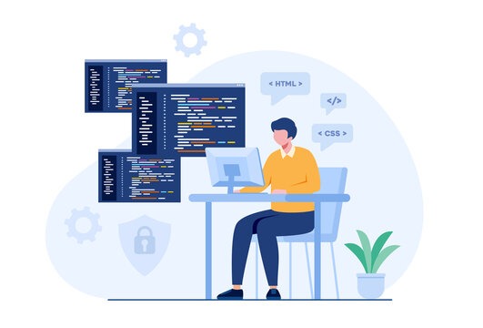 developer web jobs Developer writing HTML and CSS code at desk